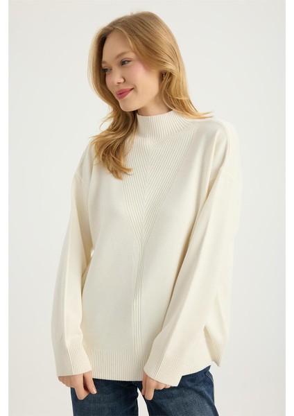 Yivli Dokuma Dik Yaka Triko