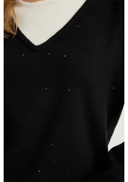 Renkli Damla Taşlı Triko fırsatları