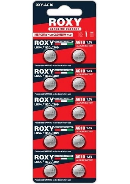RXY-AG10 1.5 Volt LR54/1130/189/389 Alkalin Düğme Pil (10'lu Paket) fiyatları