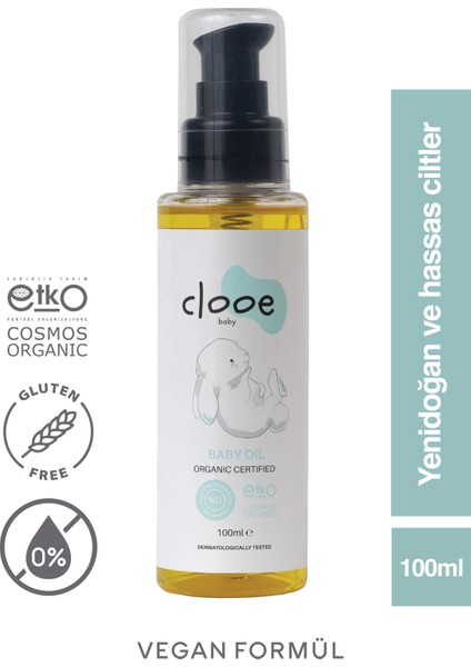Organik Bebek Yağı (100ml) - Zeytinyağı, Badem Yağı, Jojoba Yağı - Yenidoğan Kullanımına Uygun