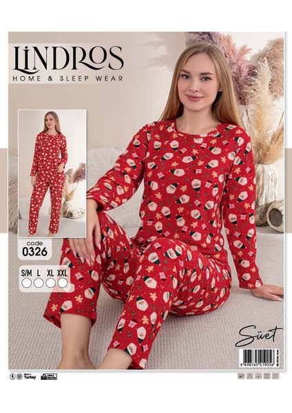 Yılbaşı Desenli Süet Pijama