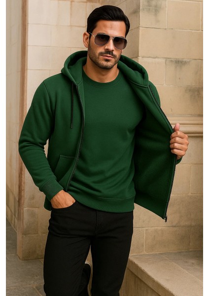 Erkek Kışlık Cepli Yeşil Oversize Sweatshirt fırsatları
