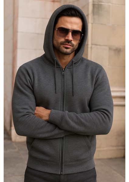 Erkek Kışlık Cepli Antrasit Oversize Sweatshirt fiyatları