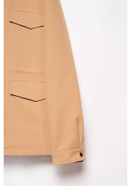 Kadın Camel Deri Yakalı Gabardin Ceket fiyatları