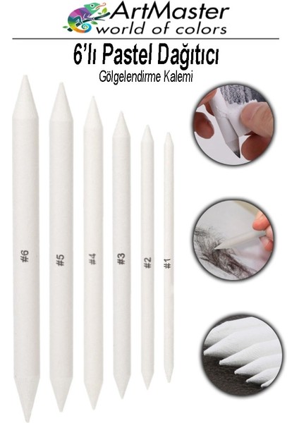 Gölgelendirme Kalemi Pastel Dağıtıcı 6 Lı 1 Paket Dağıtıcı Kalem Kara Kalem Kaynaştırma Kalemi Gölgelendirme Kalem Seti