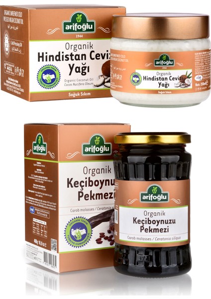 Organik Keçiboynuzu Pekmezi 480 gr ve Hindistan Cevizi Yağı 200 ml