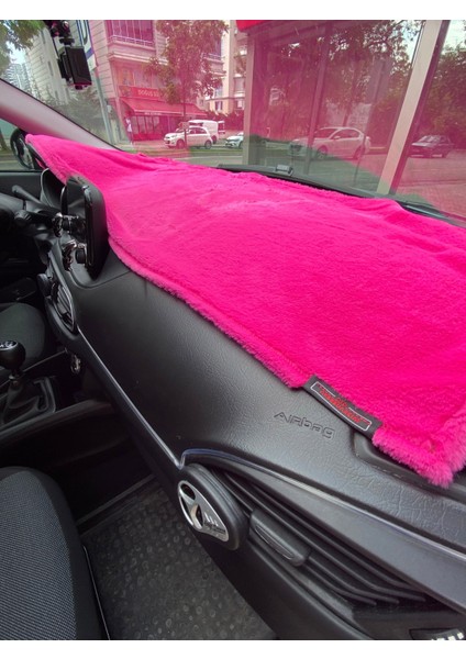 Yumuşak Tüylü Oto Torpido Bagaj Üstü Örtü Peluş Halı Fuşya Pembe 130X40CM