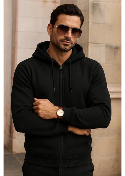 Erkek Kışlık Cepli Siyah Oversize Sweatshirt fiyatları