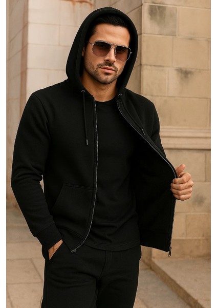 Erkek Kışlık Cepli Siyah Oversize Sweatshirt fırsatları