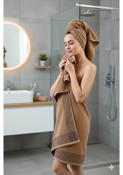 50X90-70X140 cm Amore Bath 2'li Banyo Havlu Takımı, Plaj Havlusu, Hamam Takımı, Çeyizlik Havlu, Spa