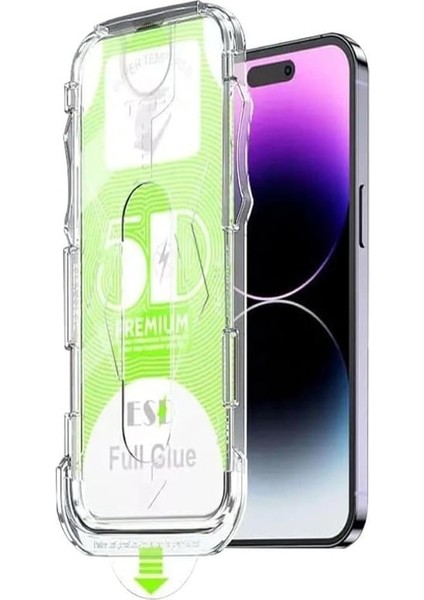 iPhone 17 Pro Max Uyumlu Kolay Uygulama Aparatlı Tam Kaplayan Kırılmaz Cam Ekran Koruyuu