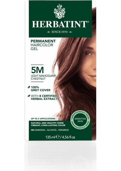 Bitkisel Özlü Kalıcı Saç Boyası | Açık Akaju Kestane (Chatain Clair Acajou 5m) 170 ml