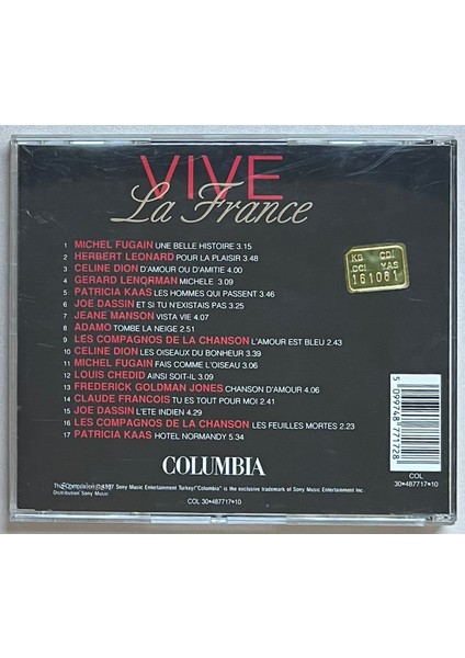 Vive La France CD Celine Dion, Joe Dassin, Adamo ... (Orijinal Dönem Baskı Cd) fiyatları