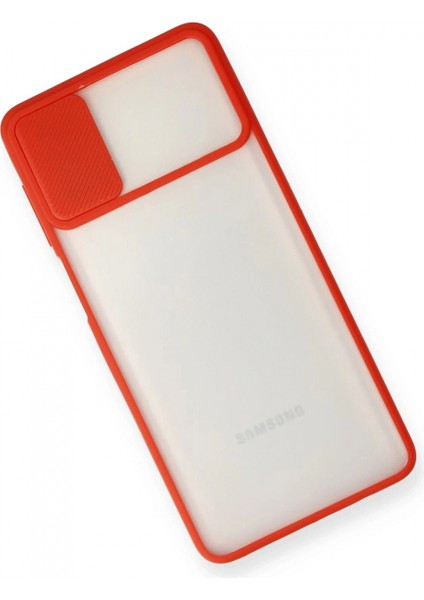 Samsung Galaxy M51 Kılıf Palm Buzlu Kamera Sürgülü Silikon - Kırmızı modelleri