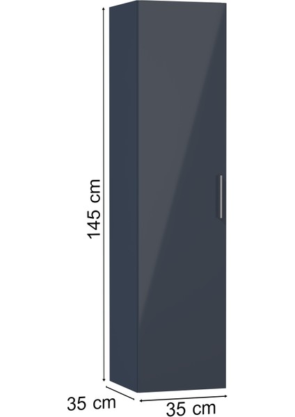 66167 Boy Dolabı, 35 cm, Parlak Antrasit