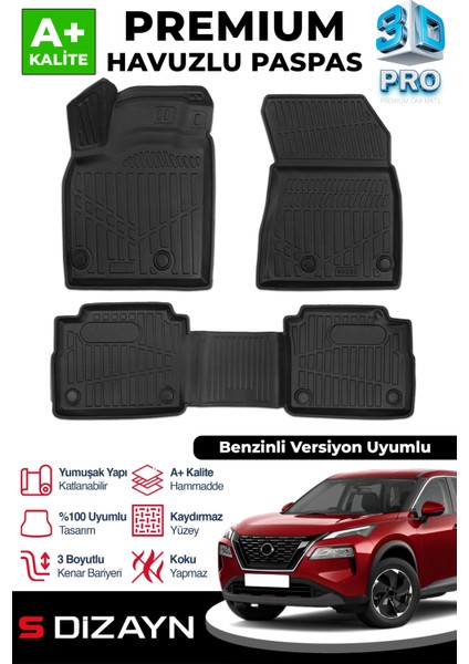 Nissan X-Trail Benzinli 3D Pro Havuzlu Paspas 2022 Üzeri A+ Kalite