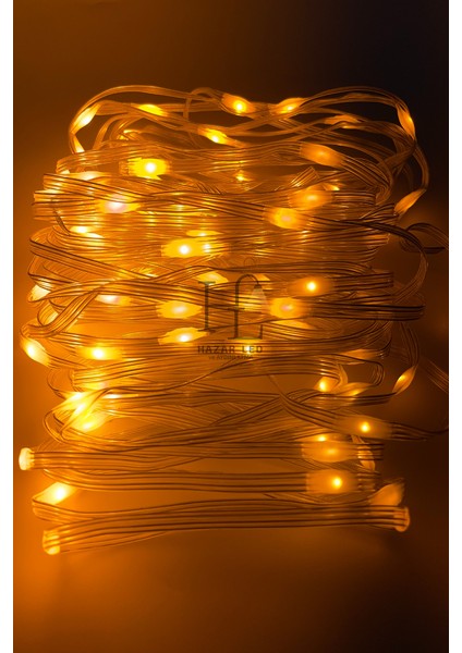 10 Metre Sarı (Amber) Peri LED Işık IP64 Dış Mekan Jack Eklemeli Dekoratif LED Işık Yılbaşı Süsü