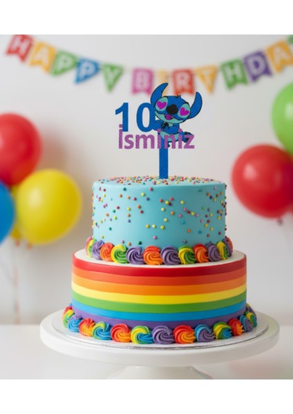 Stitch Isimli 10 Yaş Pasta Süsü