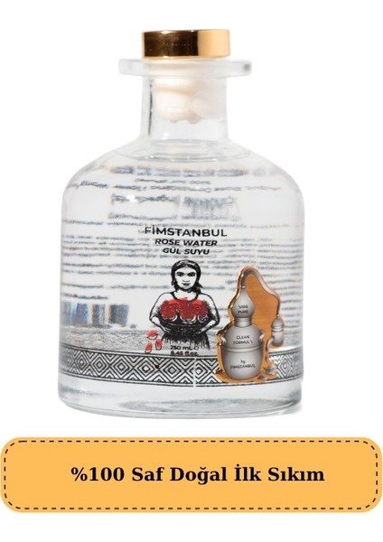 Ilk Sıkım %100 Saf Doğal Gül Suyu 250 ml – Rose Water - Cam Şişe – Yaprak Taneli