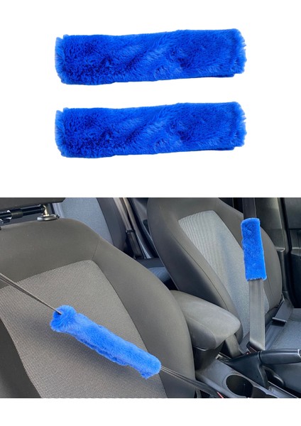 Peluş Seyahat Emniyet Kemer Pedi Kılıfı 2'li Mavi