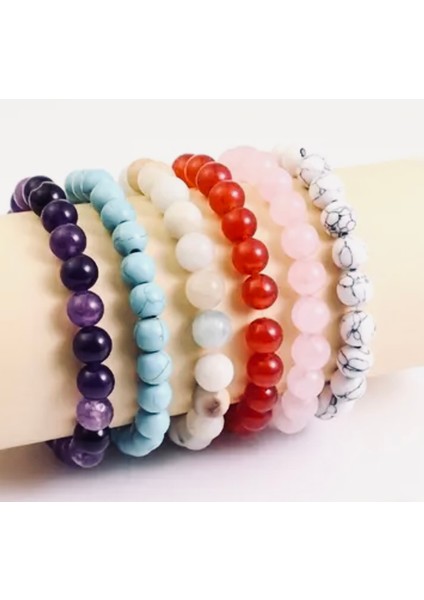 Doğaltaşlı Ametist ,Akik ,Pembe Kuvars ,Kuvars , Amazonit ,Turkuaz ,Aşk Enerjisi Bileklik Seti .
