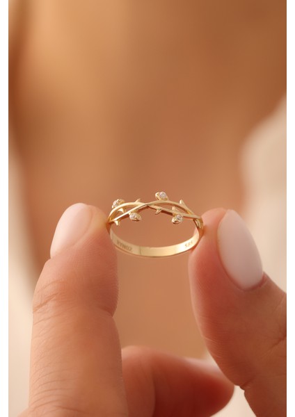 14 Ayar Altın Taşlı Sarmaşık Yüzük fiyatları