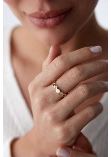 14 Ayar Altın Petek Yüzük