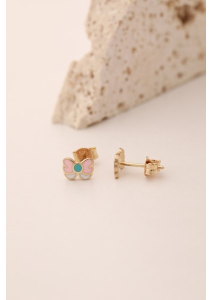 14 Ayar Altın Kurdele Top Küpe