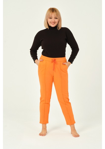 Kadın Beyaz Üç Iplik Pileli Büyük Beden Eşofman Altı