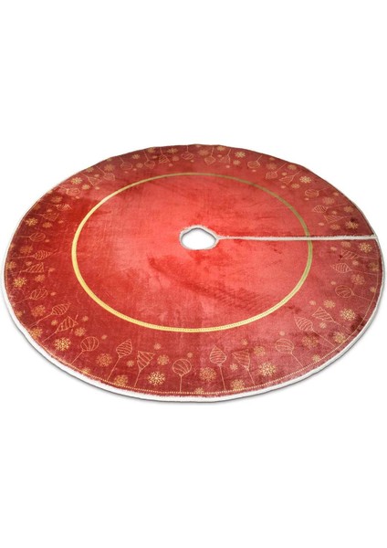 Yılbaşı Ağacı Altı Örtüsü | Yılbaşı Desenli Çam Ağacı Ayak Örtüsü Dot Tabanlı Halı | PAR0359 fırsatları