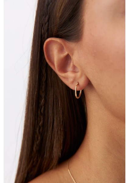 14 Ayar Altın Klasik Halka Küpe modelleri