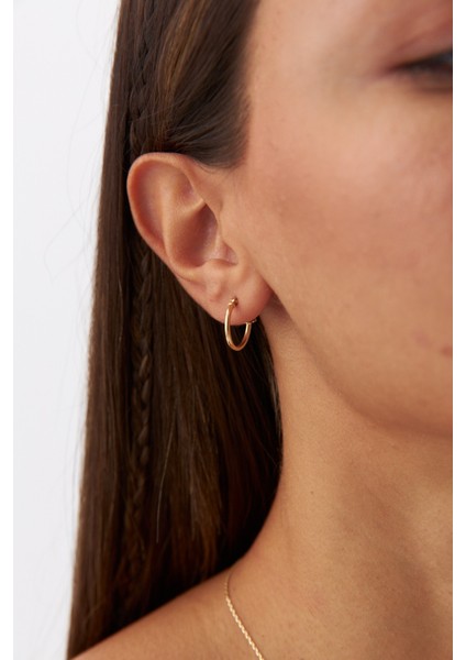 14 Ayar Altın Klasik Halka Küpe