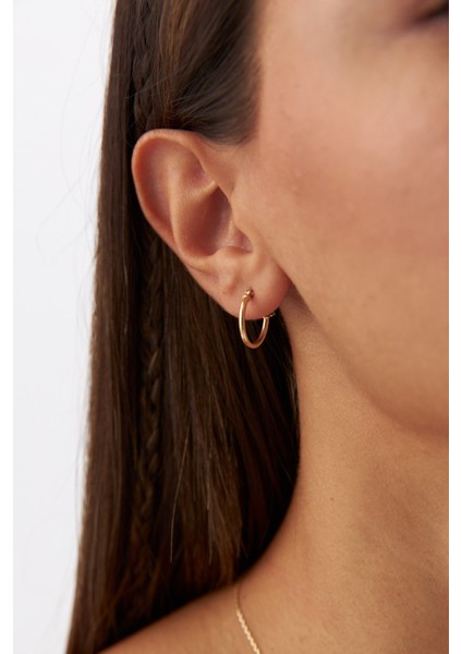 14 Ayar Altın Klasik Halka Küpe