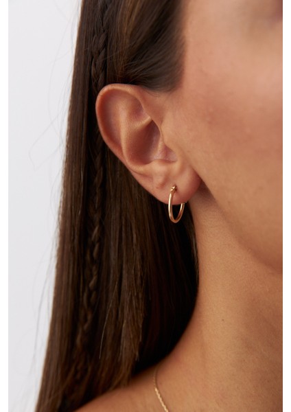 14 Ayar Altın Klasik Halka Küpe