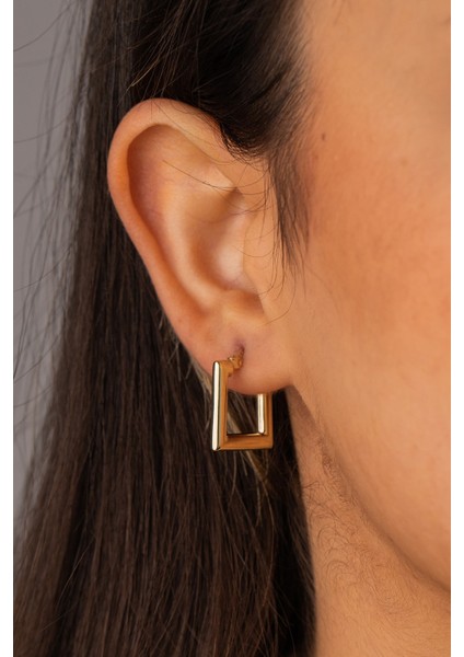 14 Ayar Altın Kare Küpe Orta