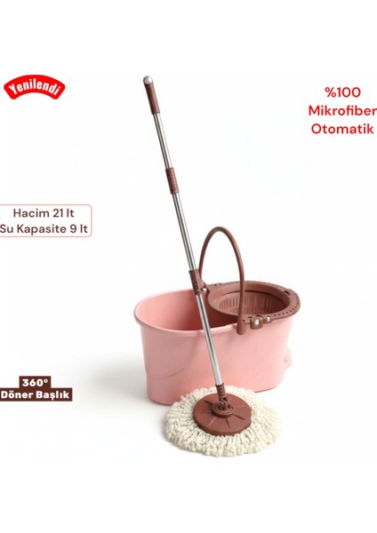 Yeni Nesil Paspas ve Mop Seti Mikrofiber,otomatik ,pembe