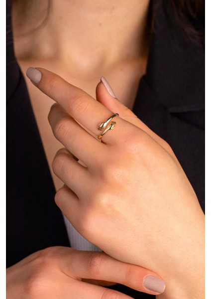 14 Ayar Altın Sarılan Eller Yüzük