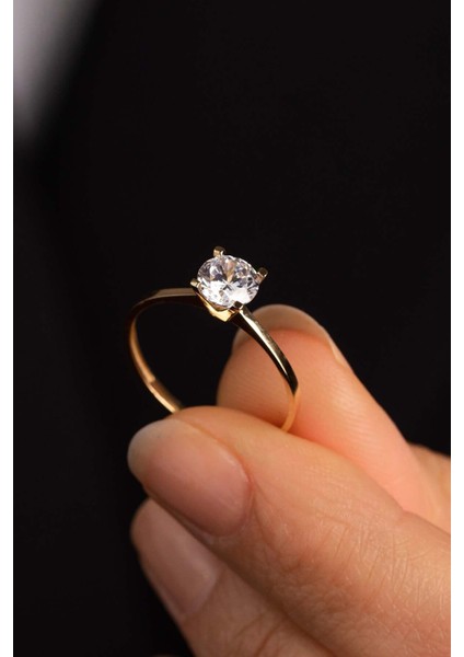 14 Ayar Altın V Kesim Tektaş Yüzük modelleri