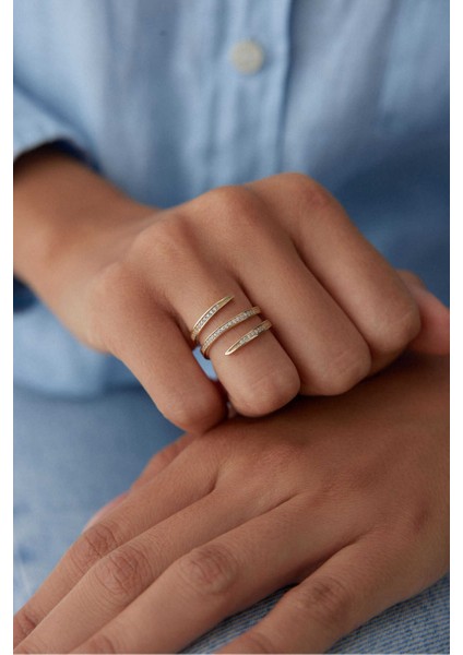 14 Ayar Altın Taşlı Yılan Yüzük