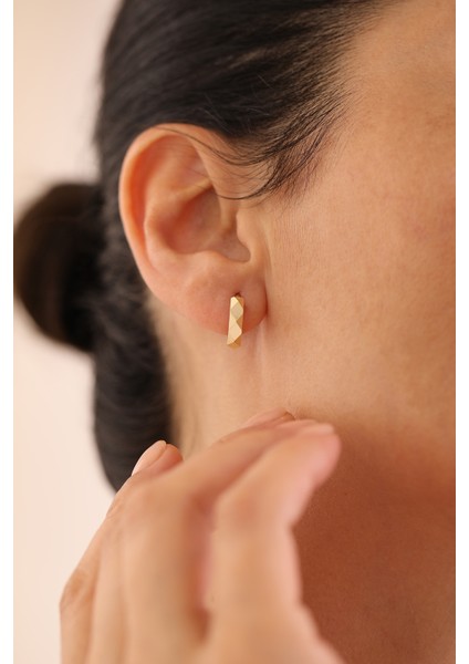 14 Ayar Altın Kristal Halka Küpe