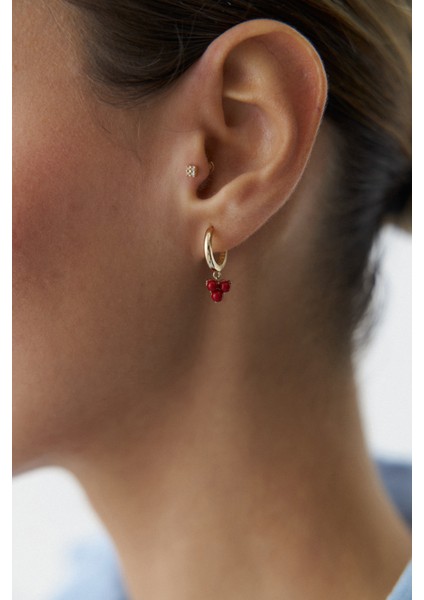 14 Ayar Altın Kırmızı Kokina Halka Küpe fiyatları