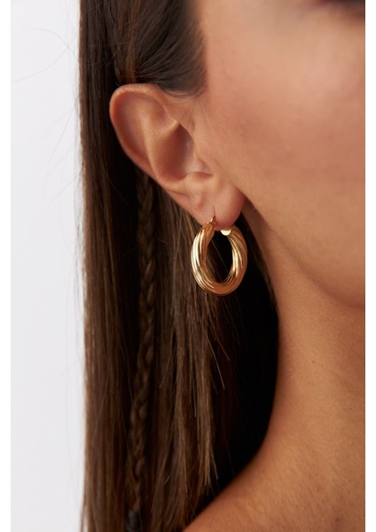 14 Ayar Altın Büyük Burgu Küpe