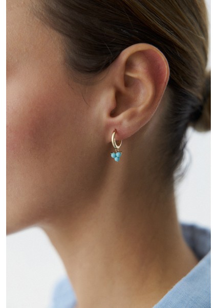 14 Ayar Altın Turkuaz Kokina Halka Küpe fiyatları