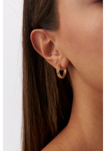 14 Ayar Altın Çizgili Halka Küpe fiyatları