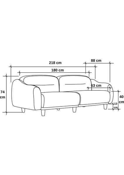 Stella Üçlü Koltuk Gürgen Ağacı Ayak- Kadife