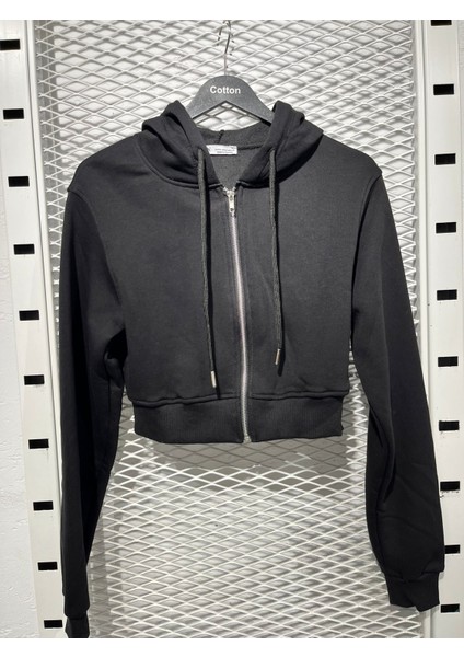 Crop Fermuarlı Sweatshirt