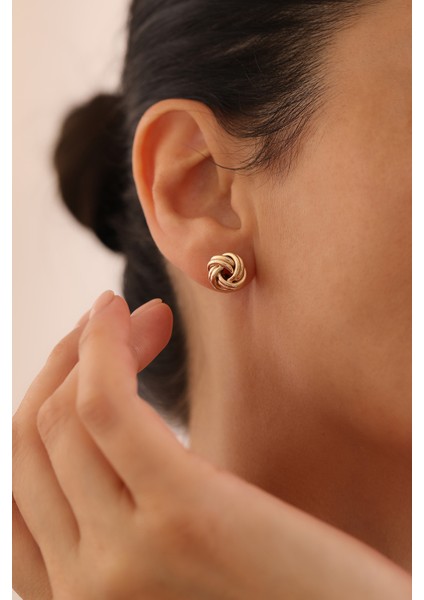 14 Ayar Altın Düğüm Büyük Küpe