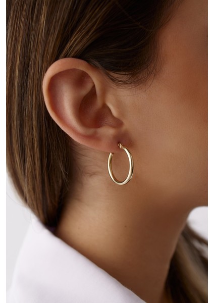 14 Ayar Altın Düz Halka Küpe