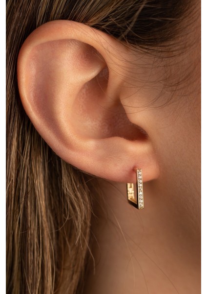 14 Ayar Altın Taşlı Kare Küpe fiyatları