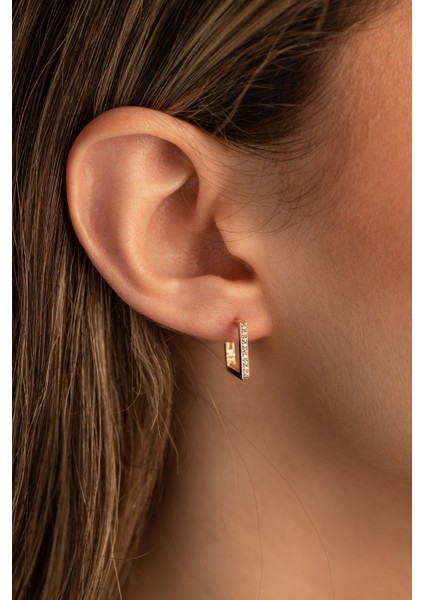 14 Ayar Altın Taşlı Kare Küpe fırsatları